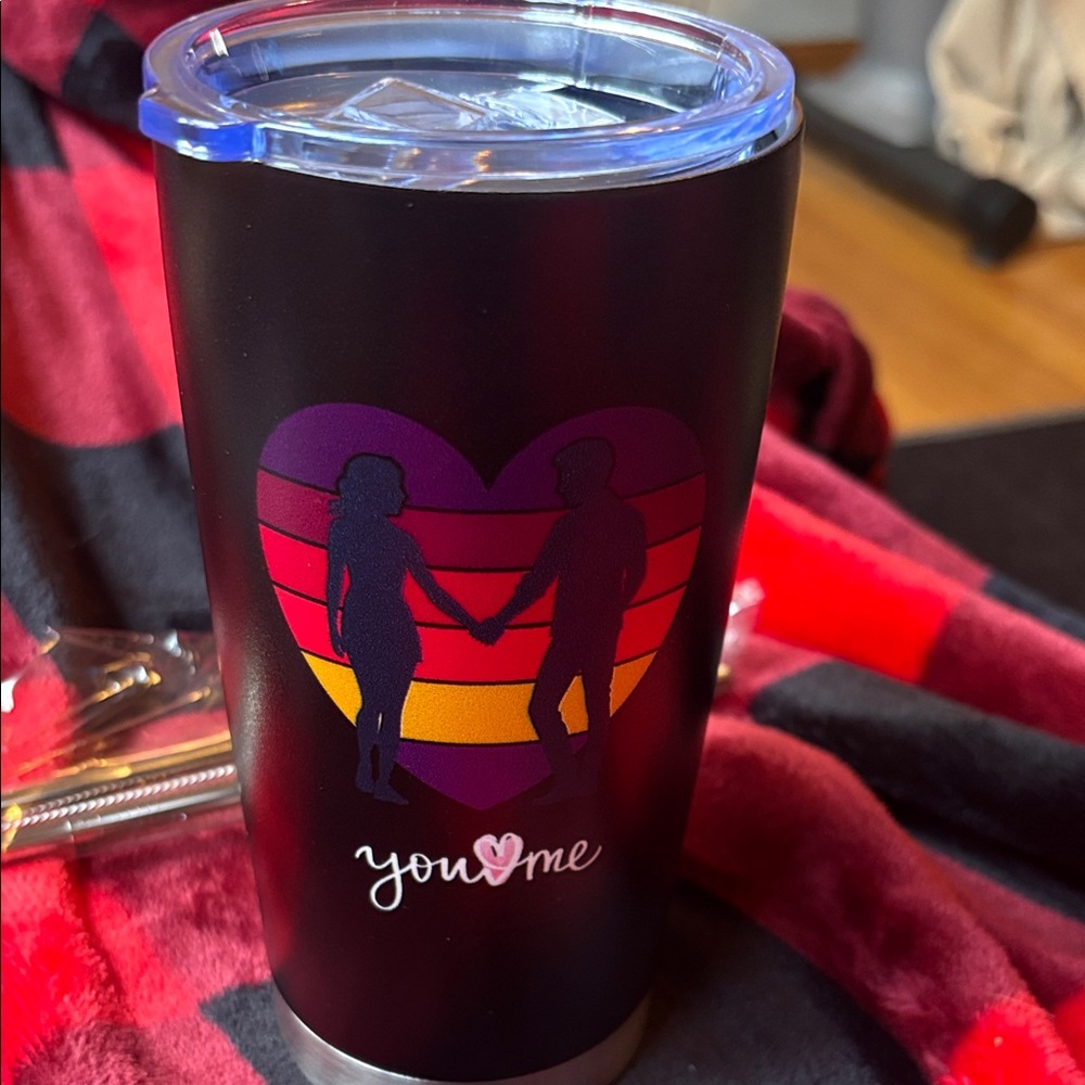 you♥me  Love Silhouette Travel Tumbler
